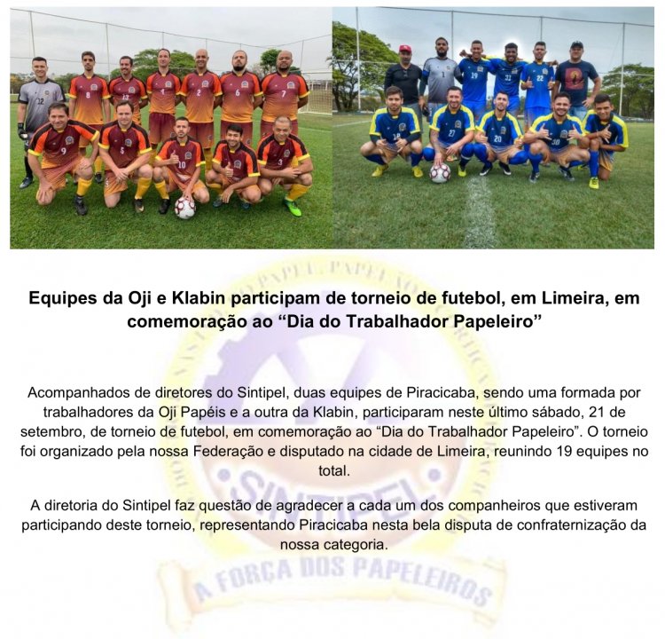 Equipes da Oji e Klabin participam de torneio de futebol, em Limeira, em comemoração ao 
