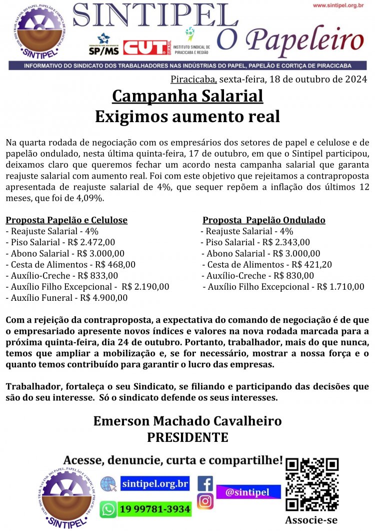 Campanha Salarial Exigimos aumento real