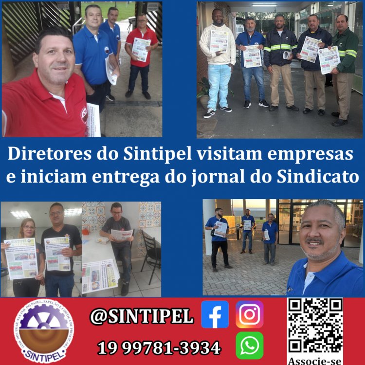 Diretores do Sintipel visitam empresas e iniciam entrega do jornal do