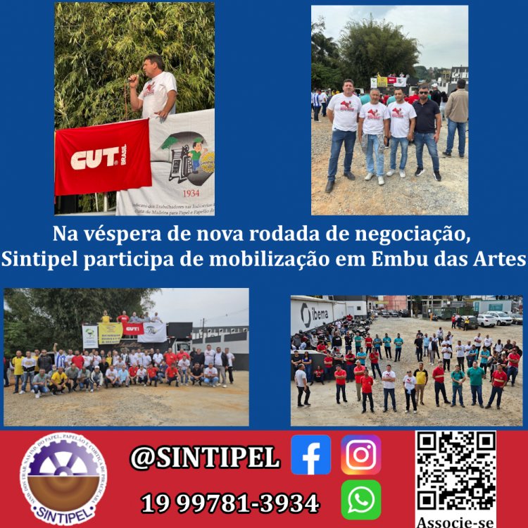 Na véspera de nova rodada de negociação, Sintipel participa de mobilização em Embu das Artes