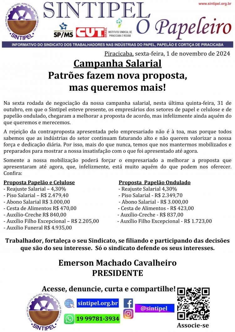 Campanha Salarial Patrões fazem nova proposta, mas queremos mais!