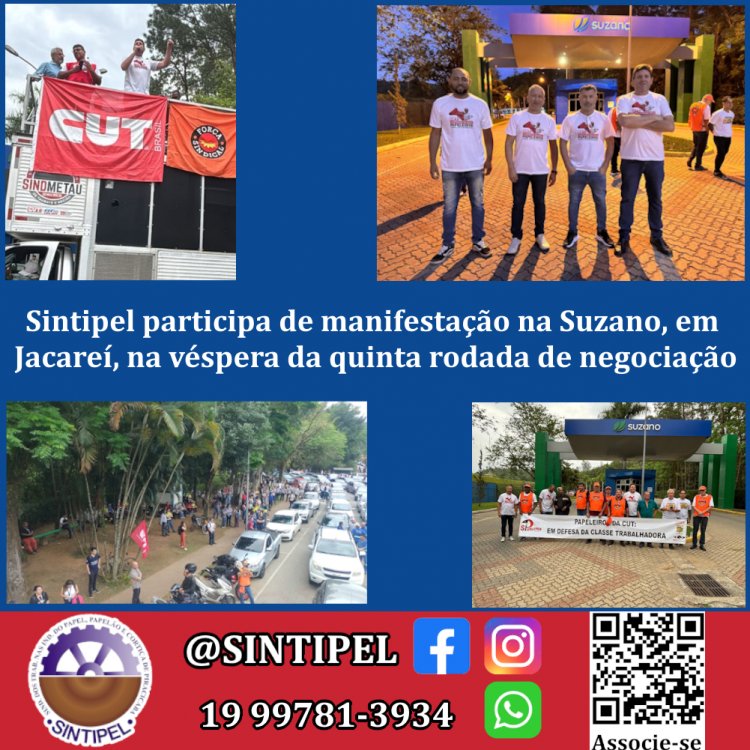 Sintipel participa de manifestação na Suzano, em Jacareí, na véspera da quinta rodada de negociação